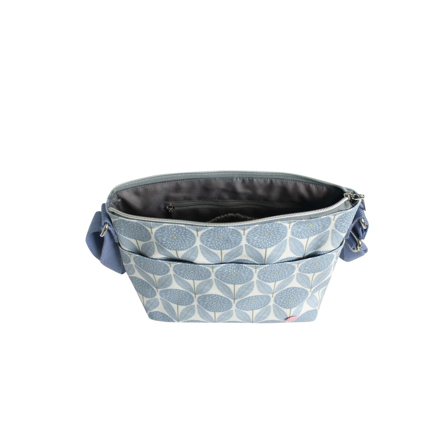 Blue Flower Oil Cloth Messenger Bag