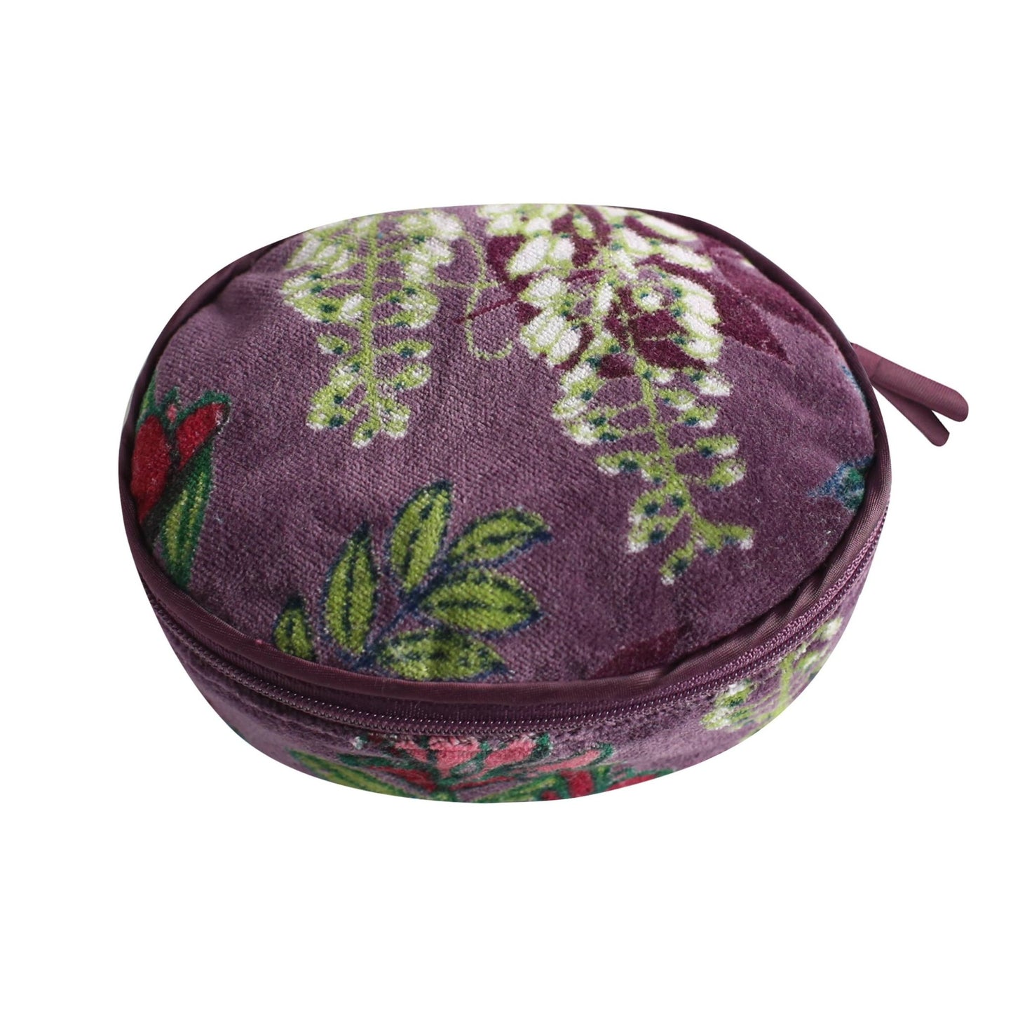 Aubergine Botanical Velvet Jewellery Pouch | The Jewellery Stop