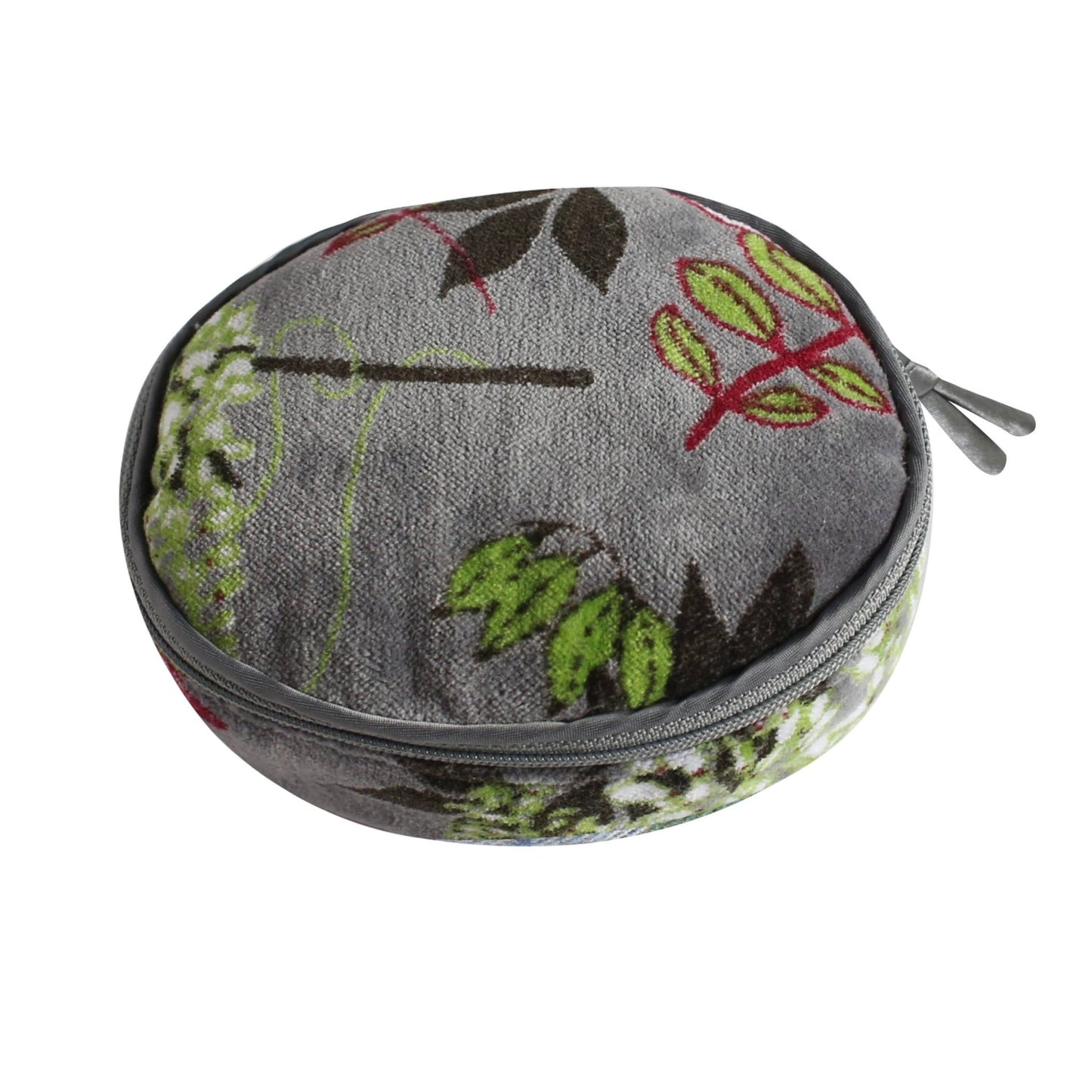 Grey Botanical Velvet Jewellery Pouch | The Jewellery Stop