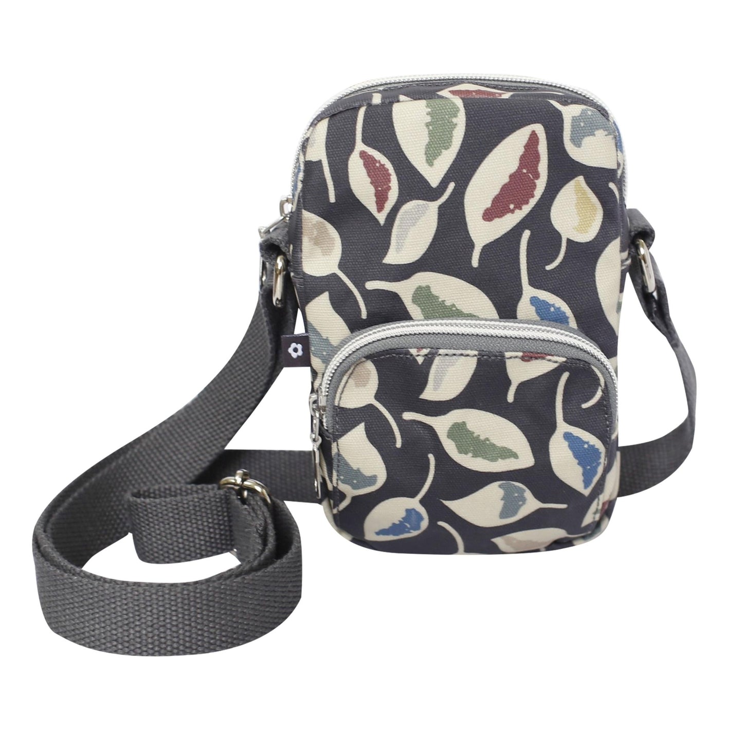 Grey Leaf Oil Cloth Mini Crossbody Bag | The Jewellery Stop