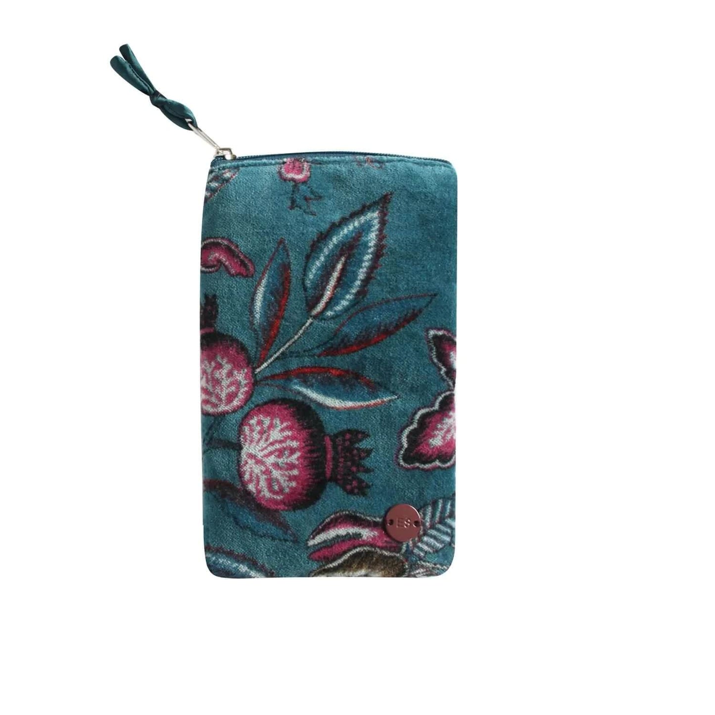 Teal Botanical Printed Velvet Eyeglass Case | The Jewellery Stop