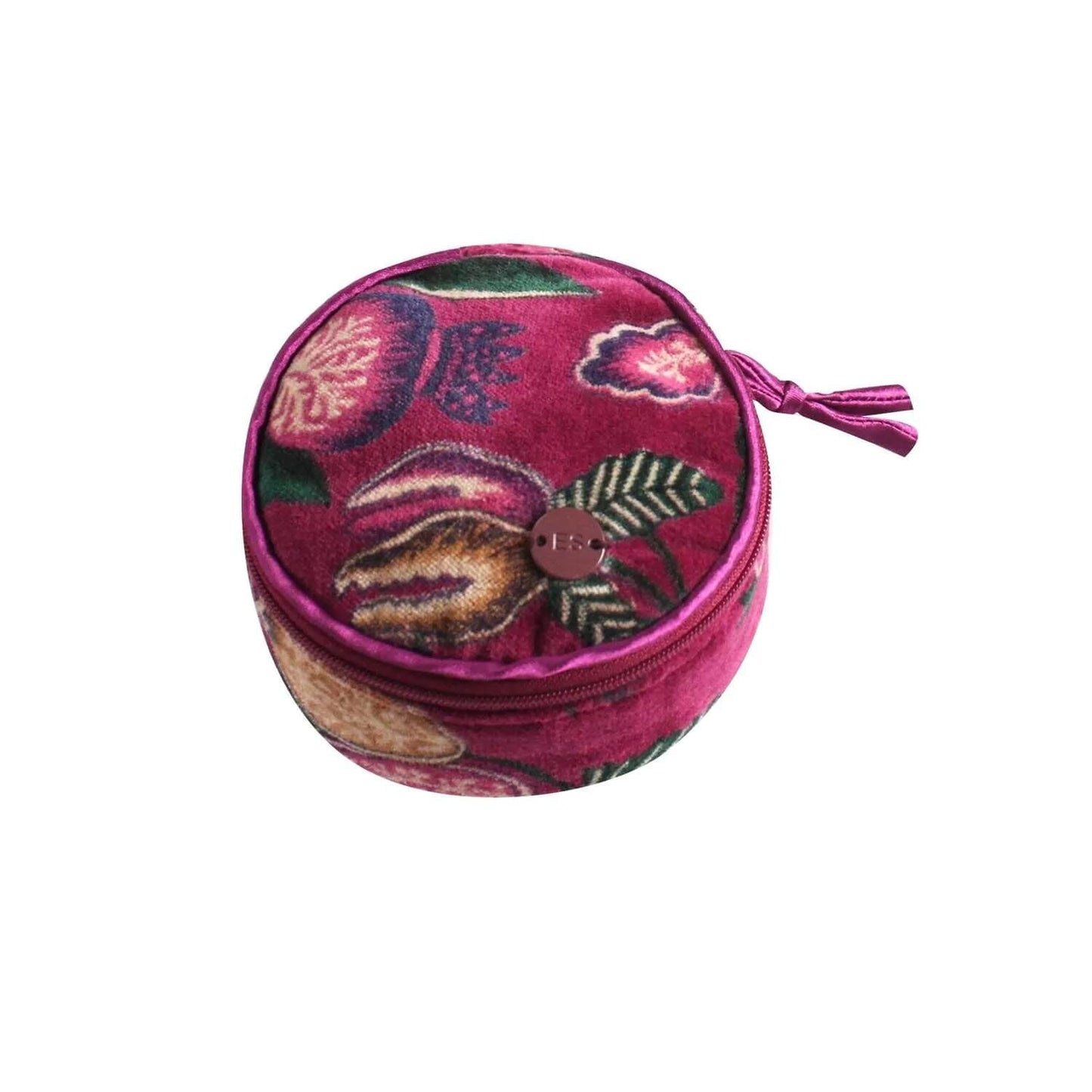 Plum Botanical Printed Velvet Jewellery Pouch | The Jewellery Stop