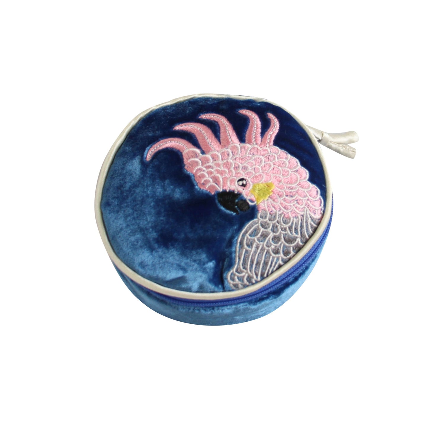 Blue Parrot Silk Velvet Jewellery Pouch | The Jewellery Stop