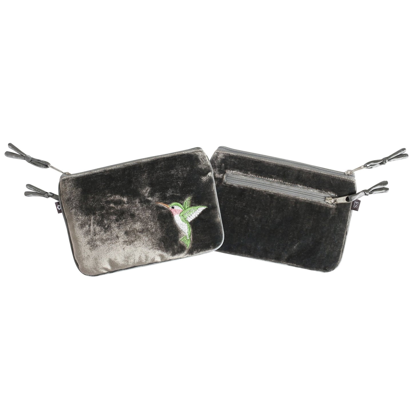 Grey Hummingbird Velvet Juliet Purse | The Jewellery Stop