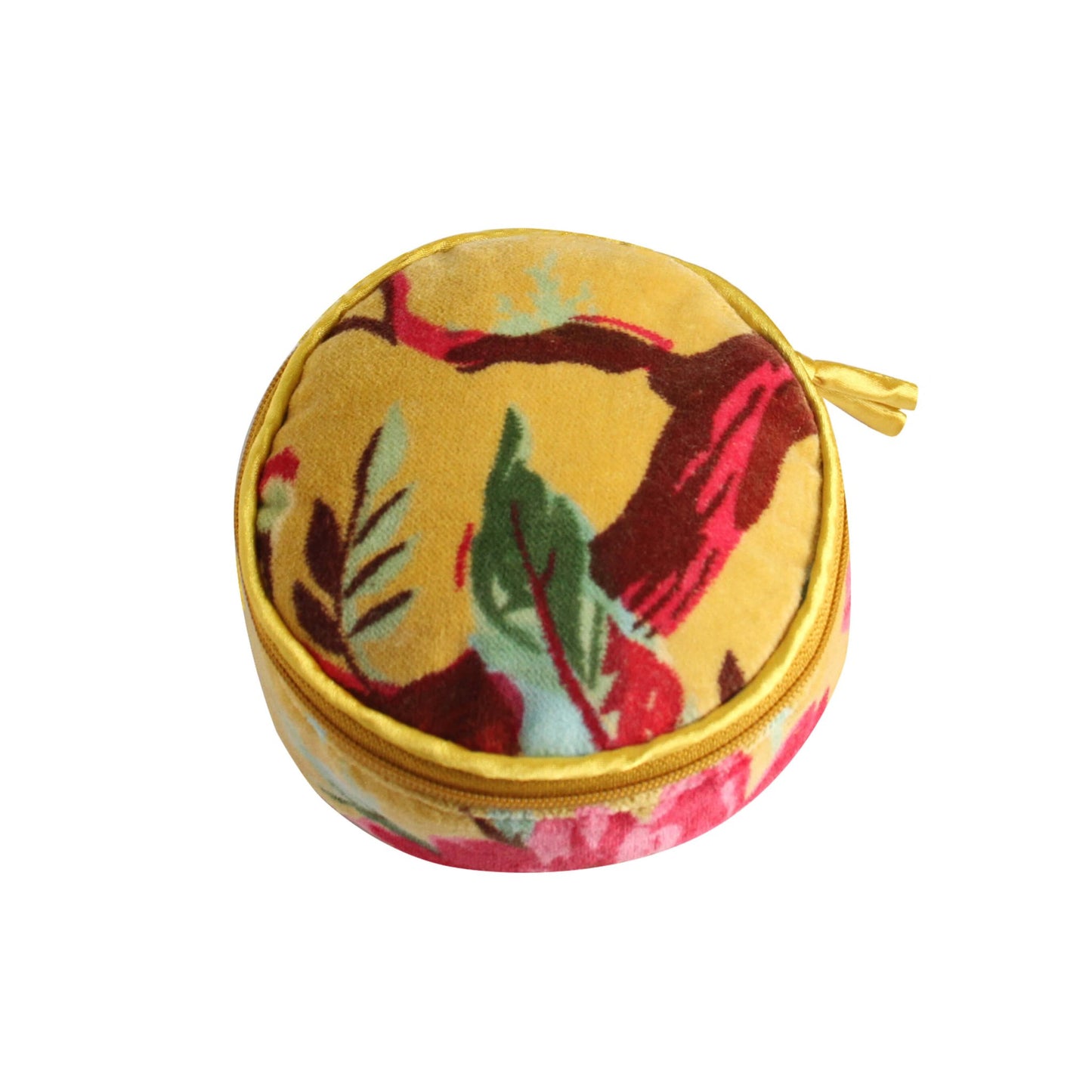Mustard Botanical Velvet Jewellery Pouch | The Jewellery Stop