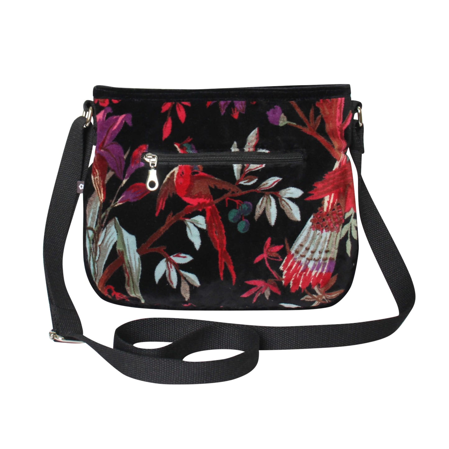 Black Botanical Velvet Rosy Bag | The Jewellery Stop