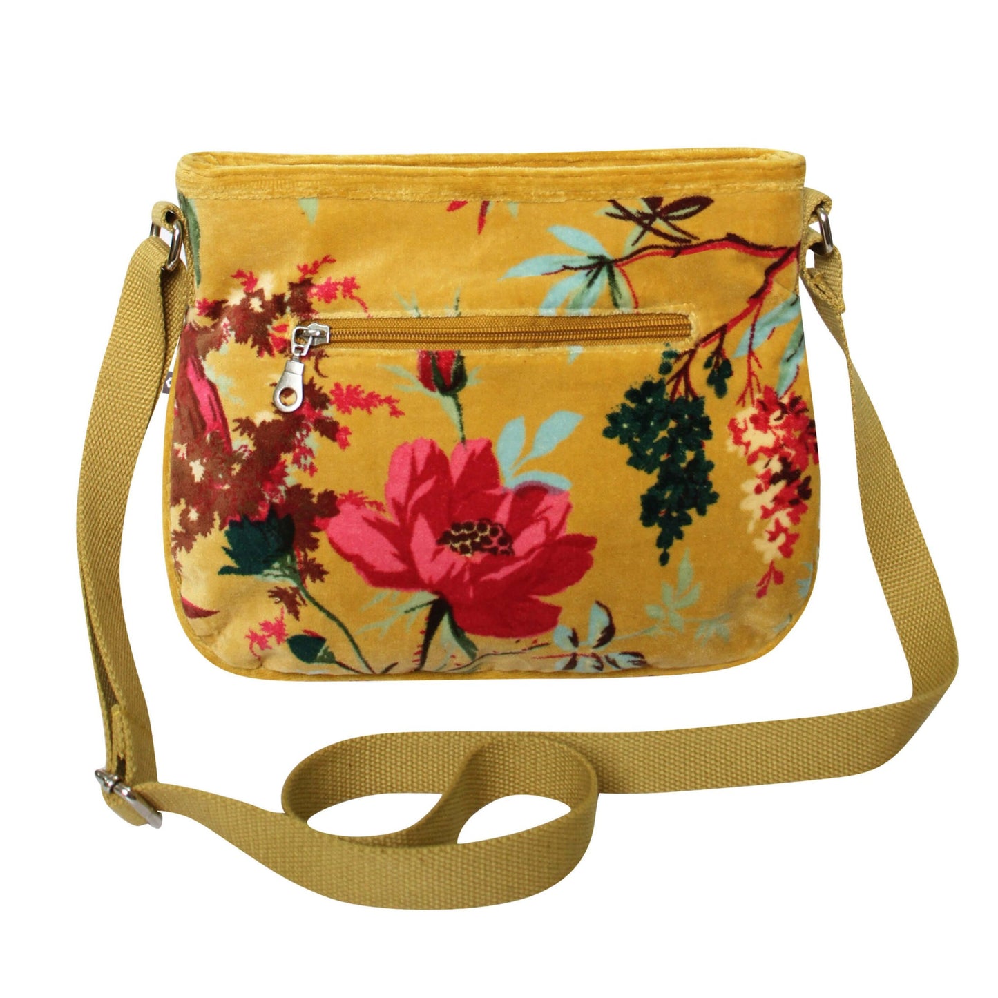 Mustard Botanical Velvet Rosy Bag | The Jewellery Stop
