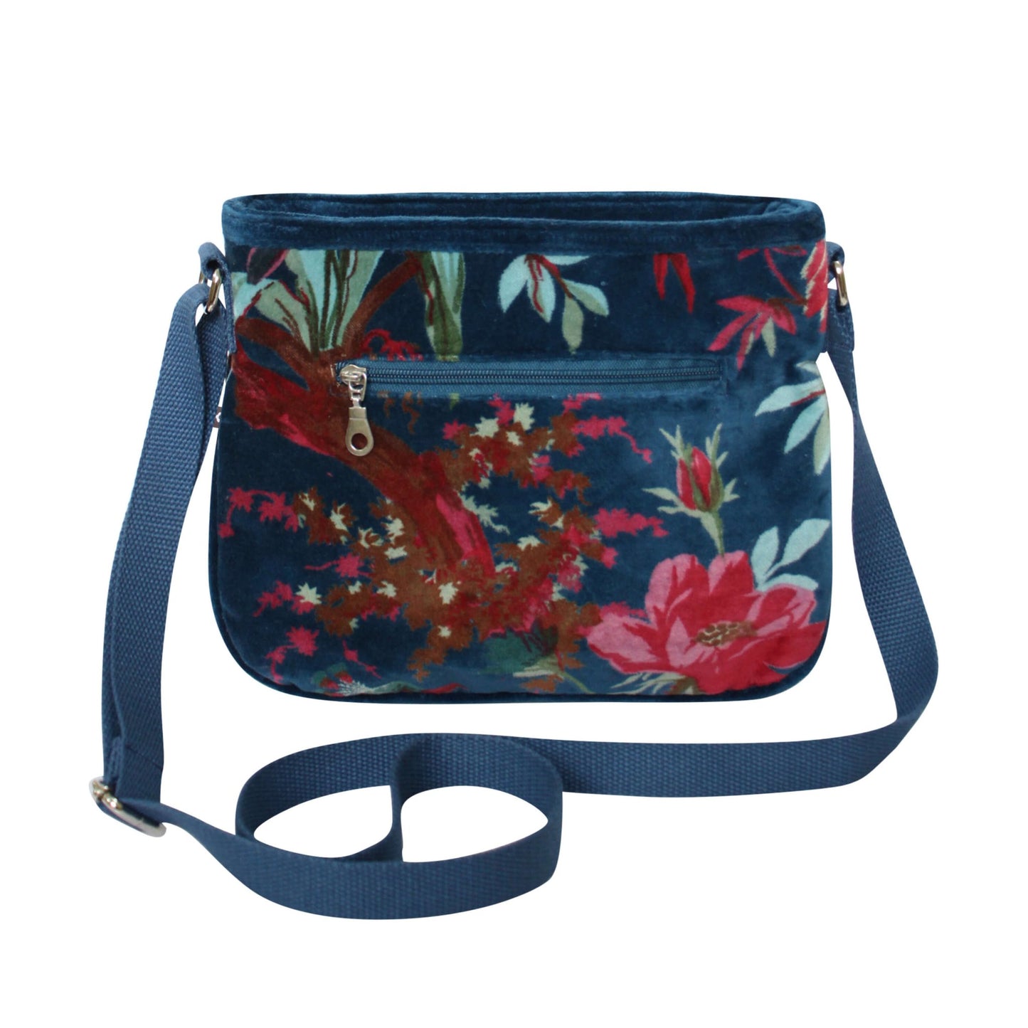 Teal Botanical Velvet Rosy Bag | The Jewellery Stop