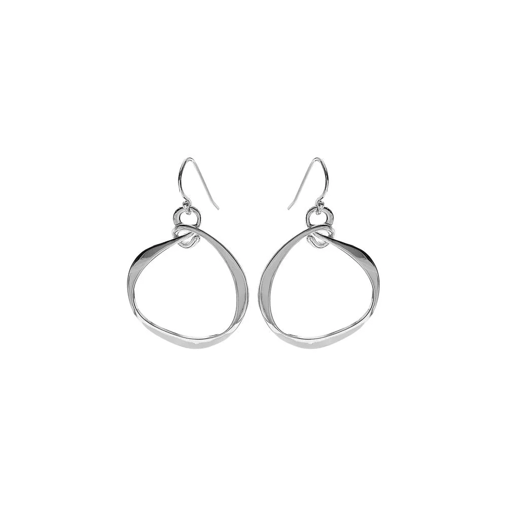 Sterling Silver Irregular Twisted Circle Drop Earrings | The Jewellery Stop