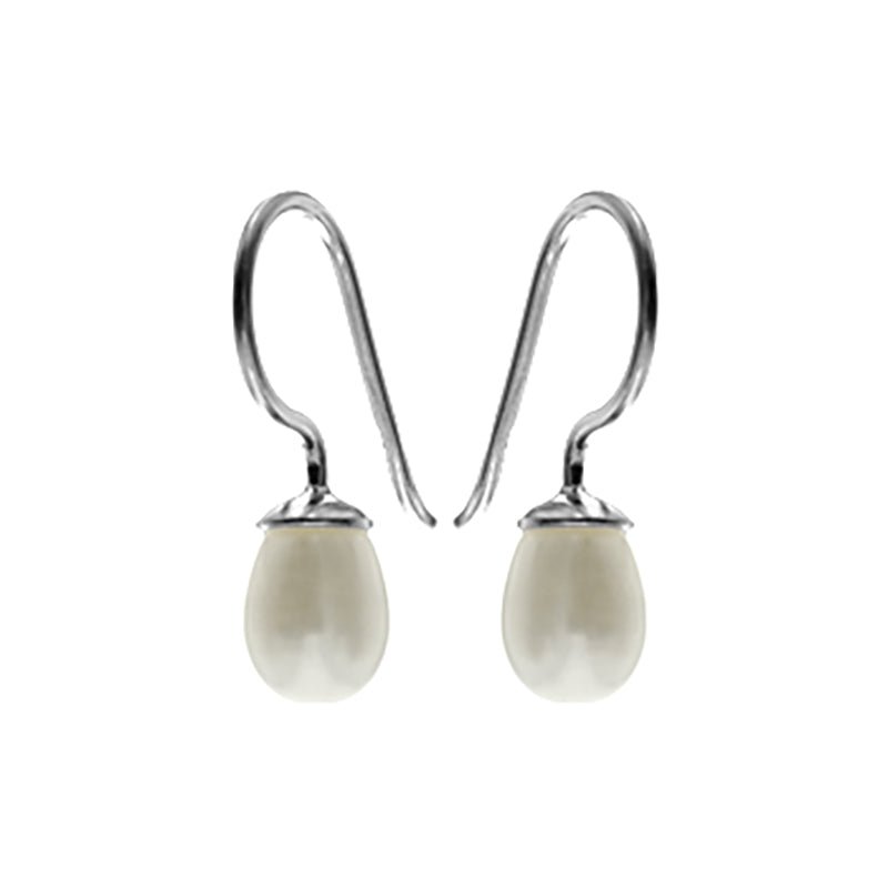 White Freshwater Pearl Sterling Silver Fixed Hook Earrings | The Jewellery Stop