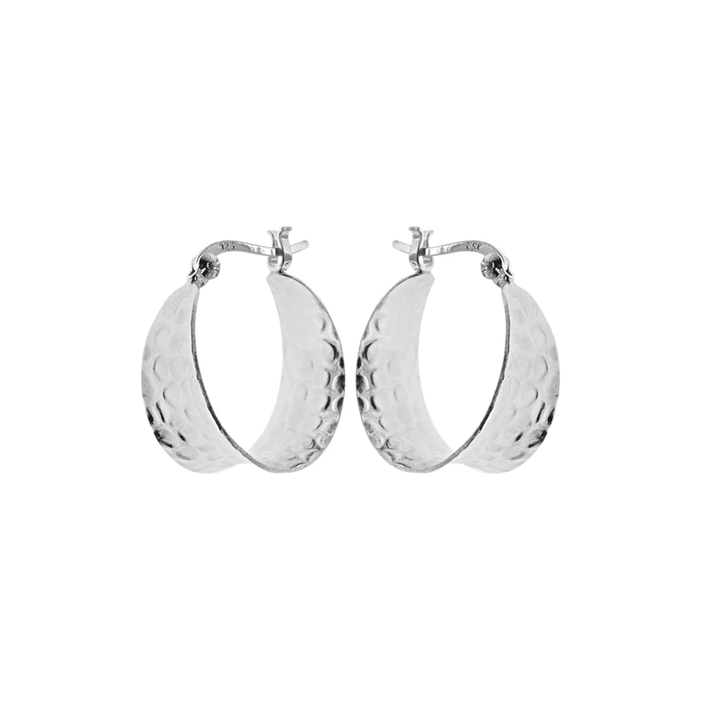 Sterling Silver Textured Chunky Wedge Creole Hoop Earrings | The Jewellery Stop