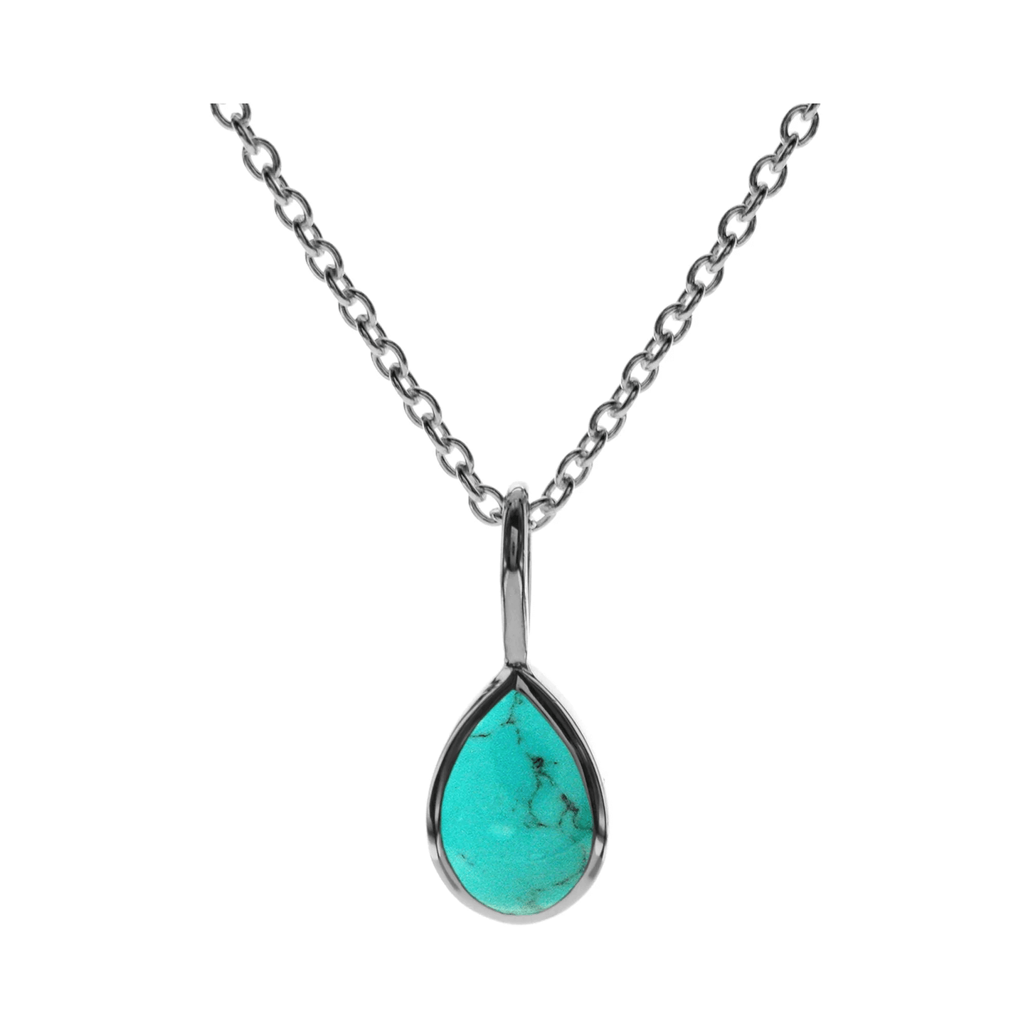 Sterling Silver Teardrop Turquoise Pendant On Chain | The Jewellery Stop
