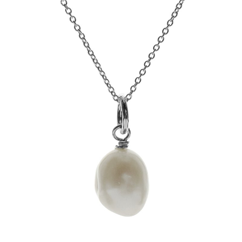 Sterling Silver And Baroque Freshwater Pearl Pendant On Chain | The Jewellery Stop