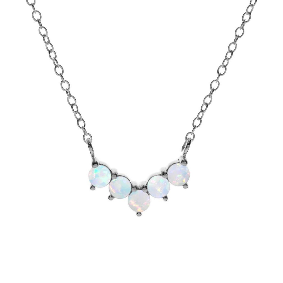 Sterling Silver And White Opalique Orb Cluster Necklace | The Jewellery Stop