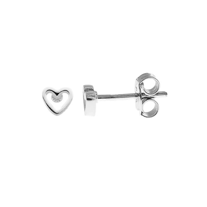 Sterling Silver Mini Open Heart Stud Earrings | The Jewellery Stop