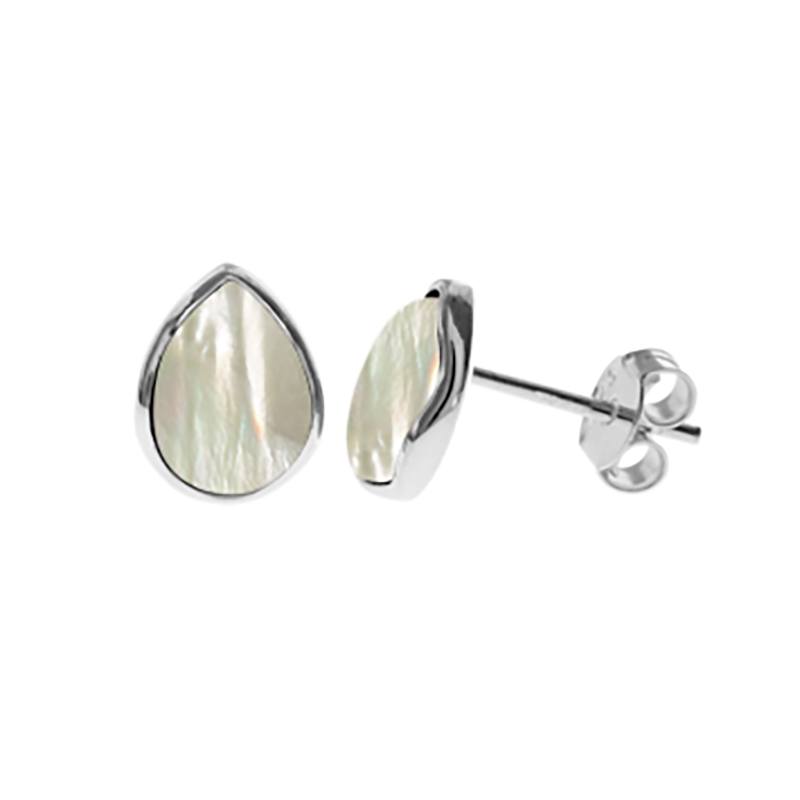 Sterling Silver Mother Of Pearl Teardrop Stud Earrings | The Jewellery Stop
