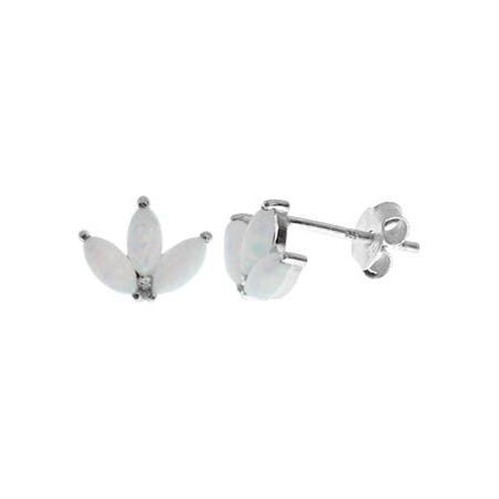 Sterling Silver And White Opalique Flower Stud Earring | The Jewellery Stop