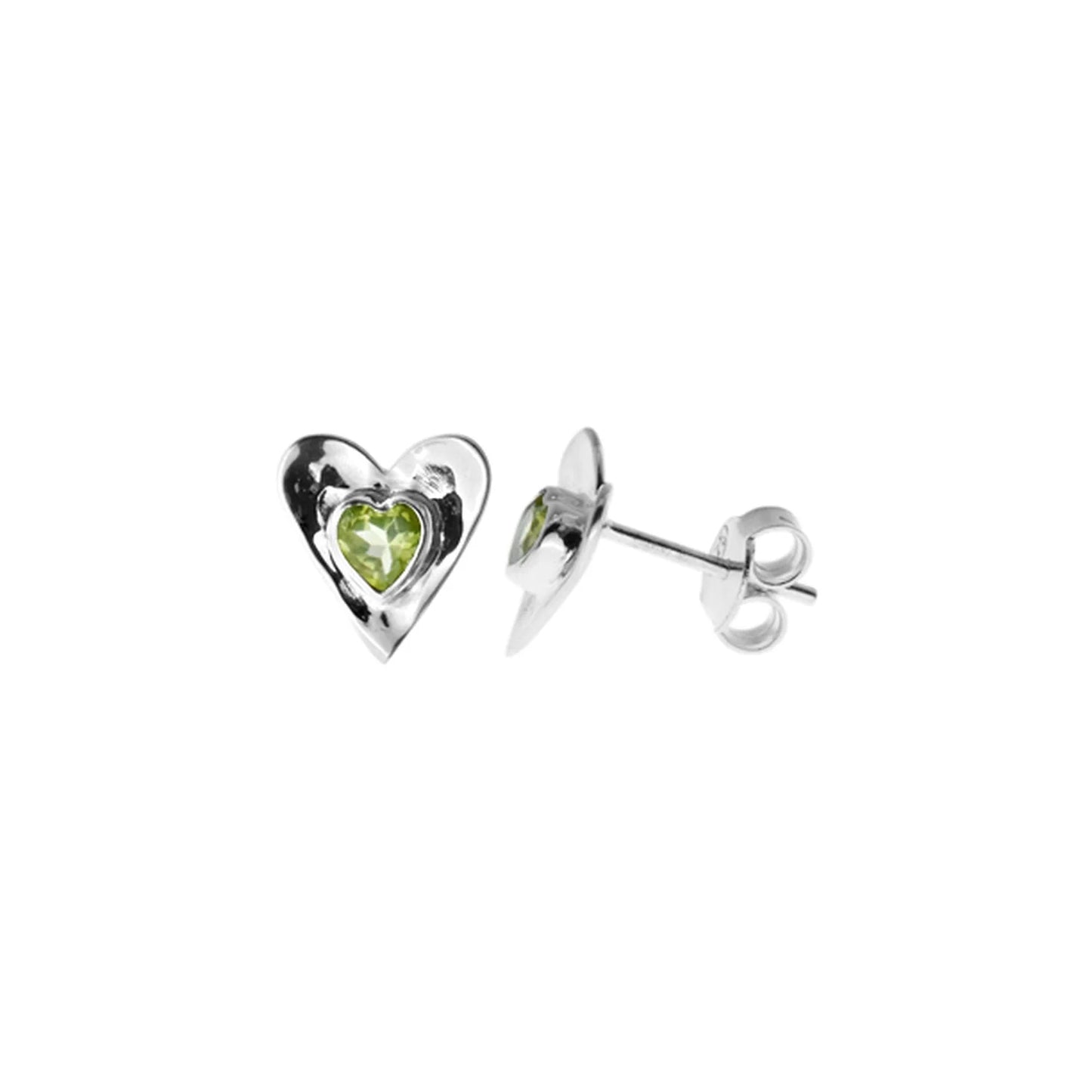 Lexi Peridot Heart Stud Earrings | The Jewellery Stop