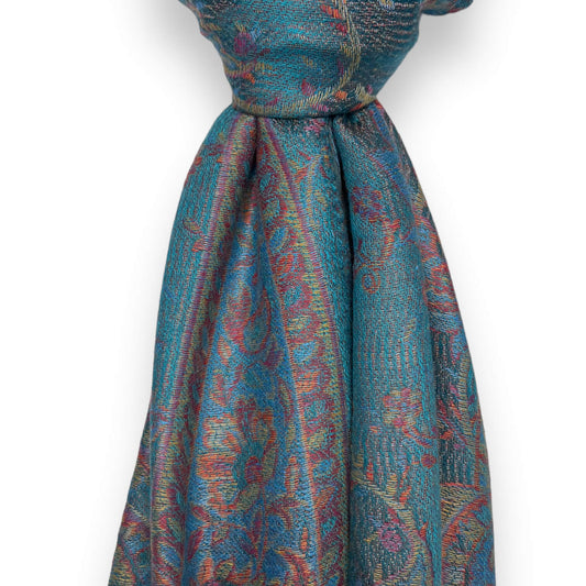 Teal Jacquard Paisley Pashmina