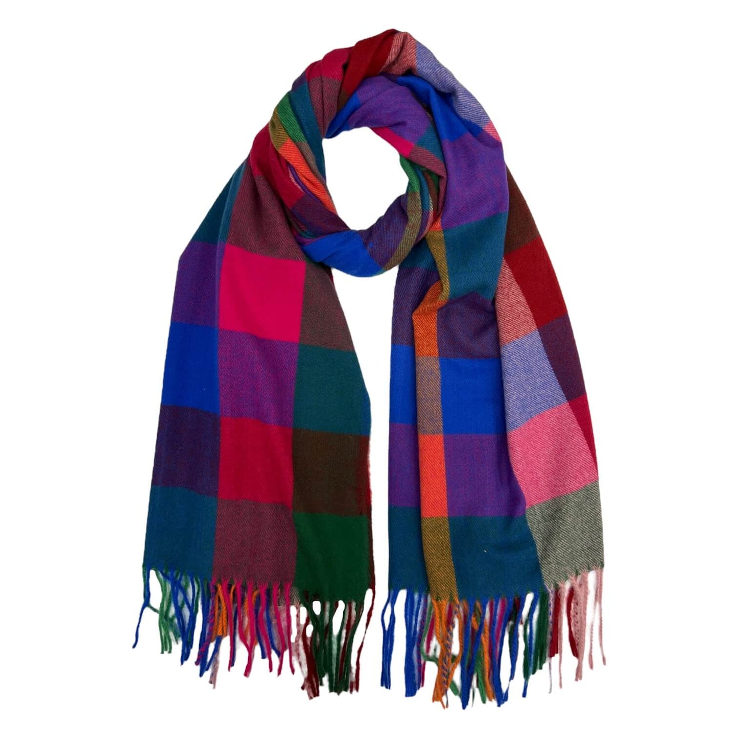 Multicoloured Wool Mix Small Check Scarf | The Jewellery Stop