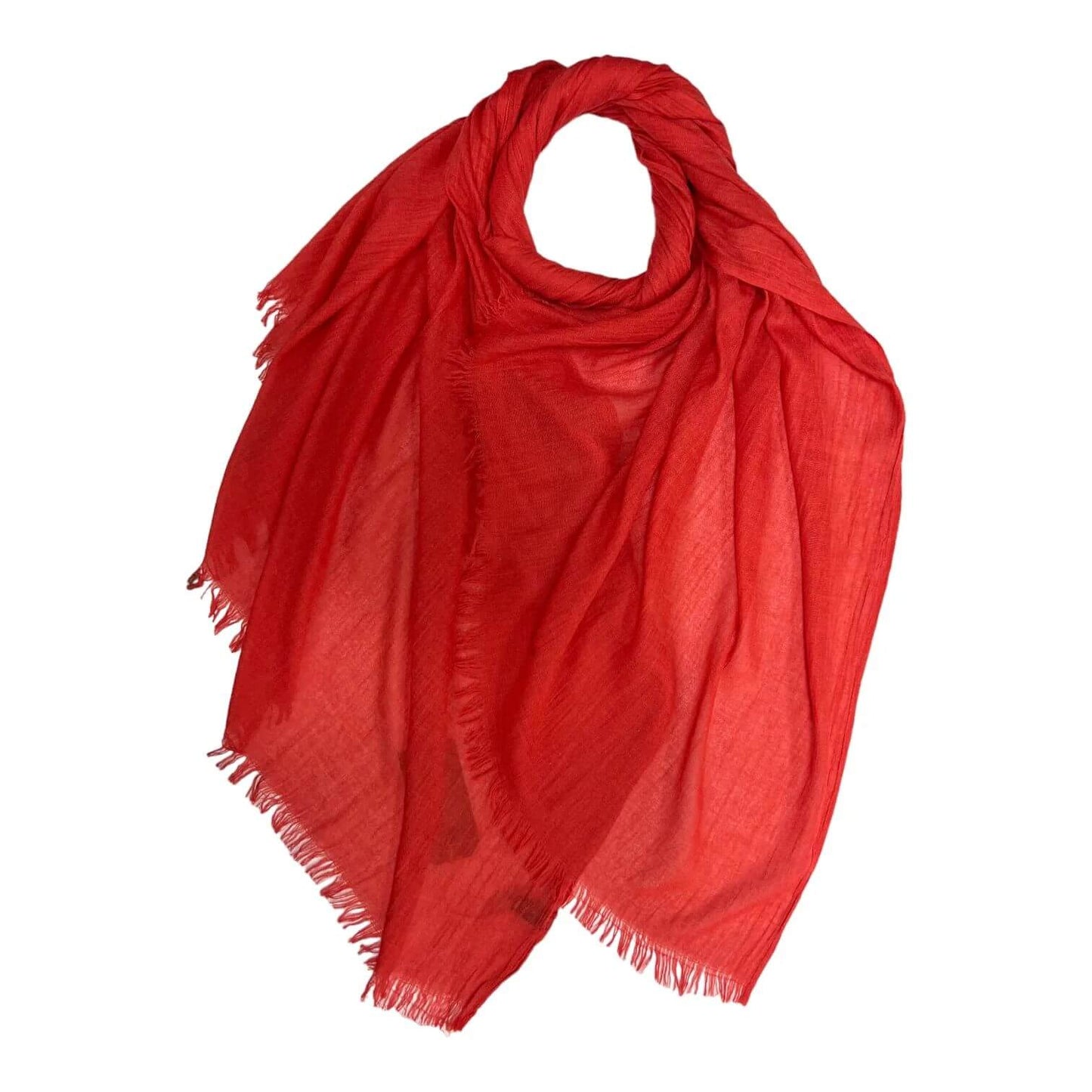 Orange Red Cotton Blend Plain Scarf