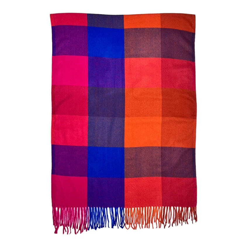 Festive Classic Check Print Wool Mix Winter Scarf