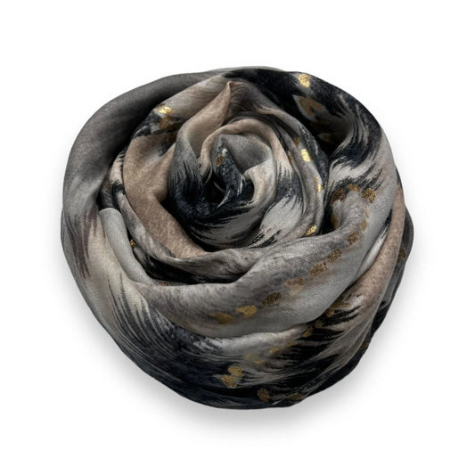 Black Colourful Wave Scarf With Fringes
