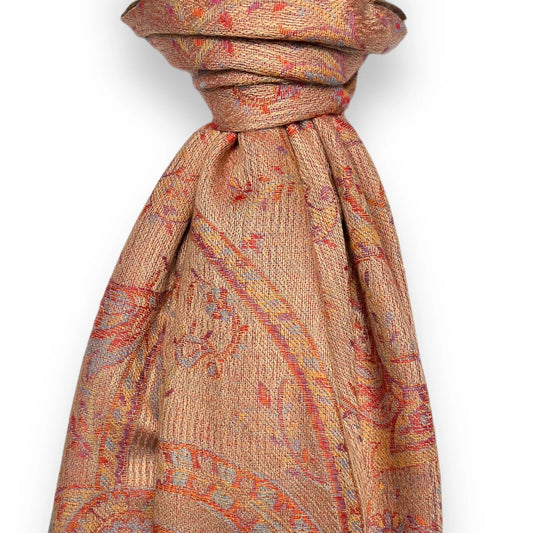 Ivory Pink Jacquard Paisley Pashmina