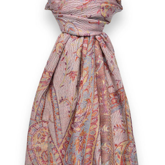 Rose Tan Jacquard Paisley Pashmina