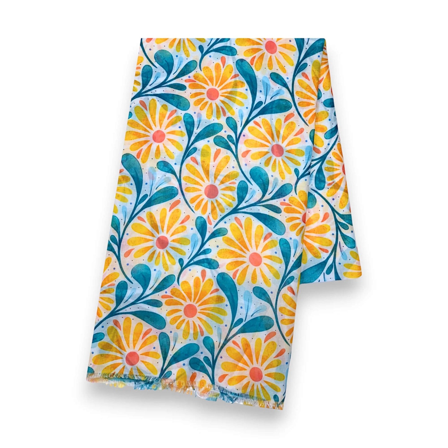 Terracotta Daisy Leaves Print Scarf | The Jewellery Stop