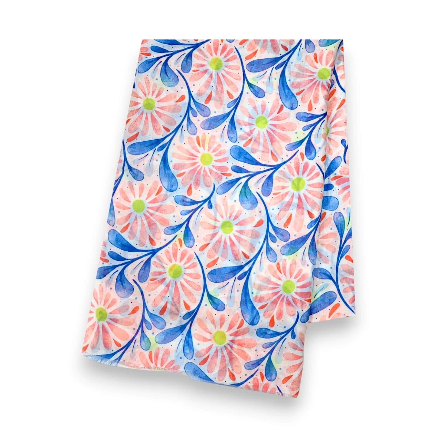 Red Daisy Leaves Print Scarf | The Jewellery Stop