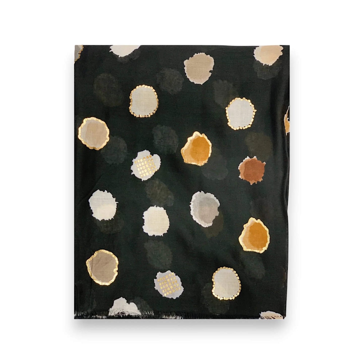 Black Colourful Spotty Print With Gold Foil Scarf | The Jewellery Stop