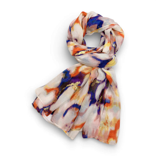 Purple Lava With Gold Flakes Cotton Blend Scarf | The Jewellery Stop