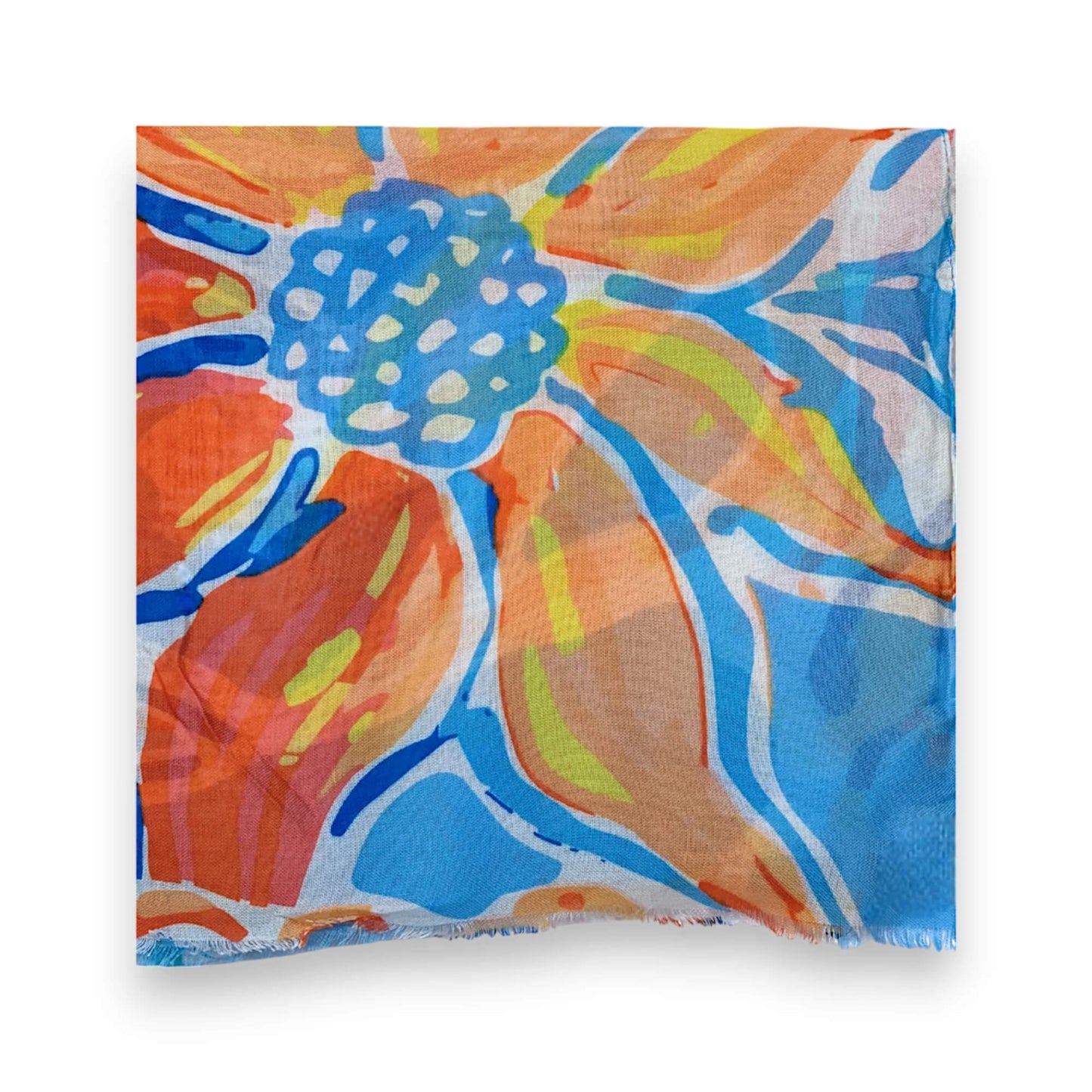 Blue Bright Flower Cotton Print Scarf | The Jewellery Stop