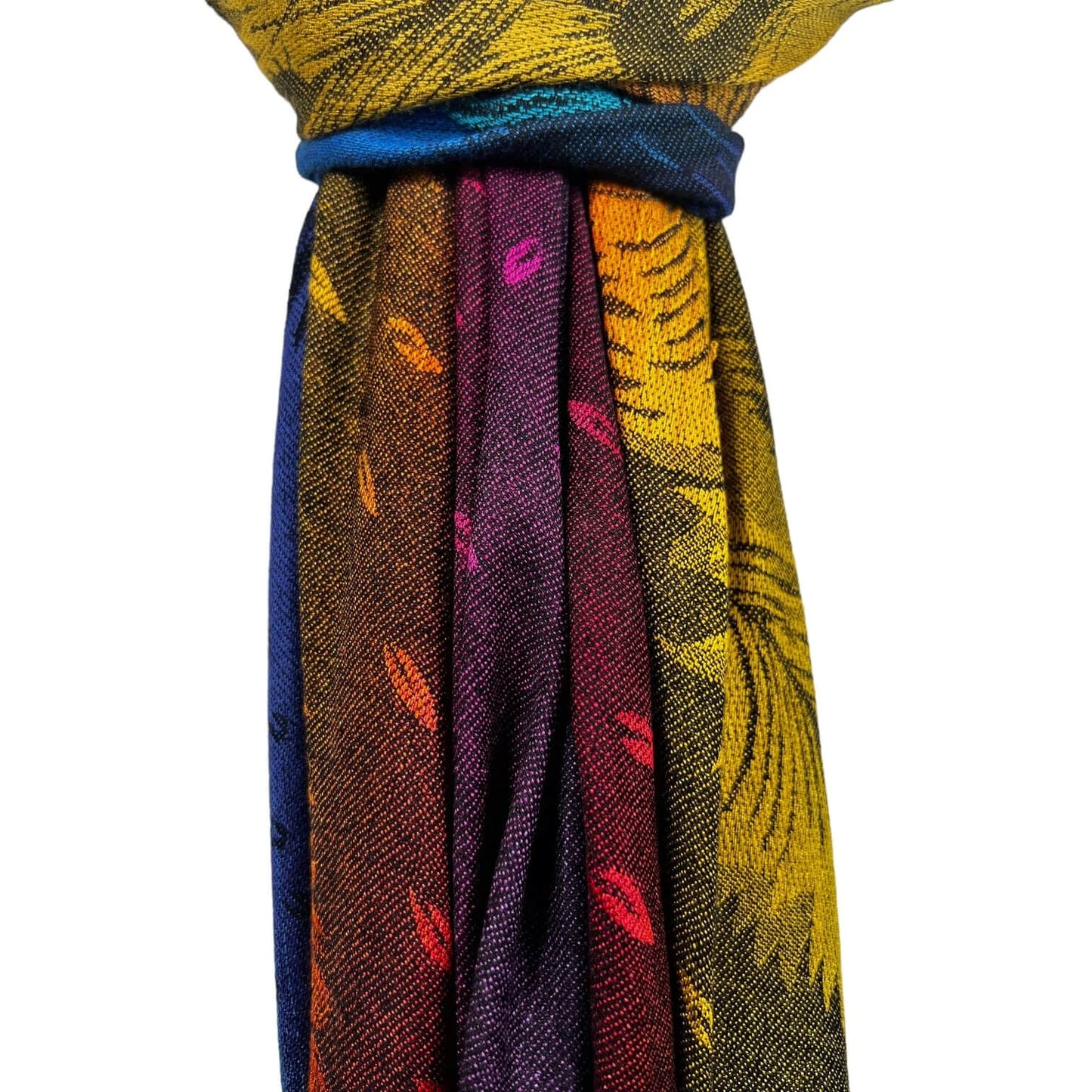 Black Rainbow Feather Print Pashmina Scarf