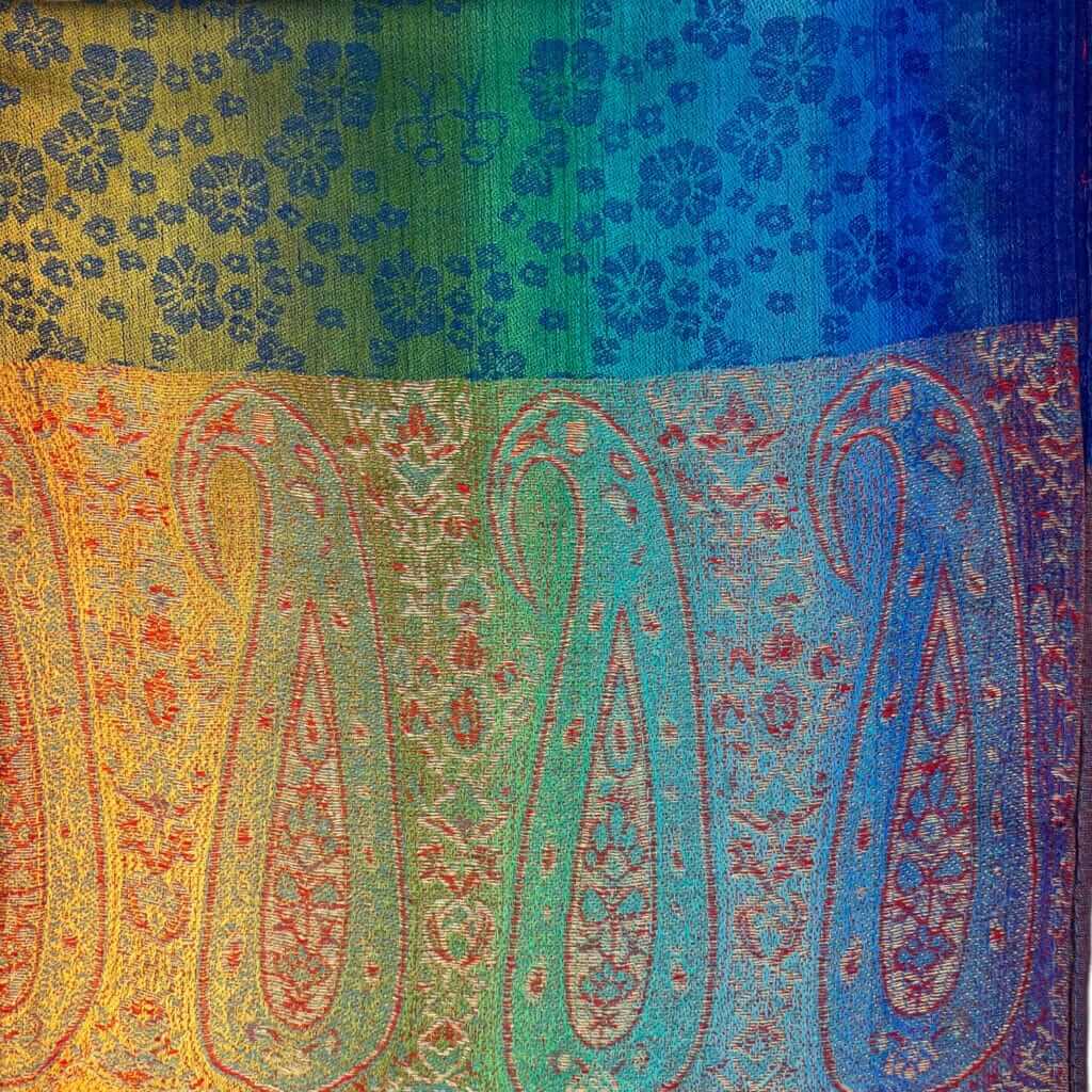 Royal Blue Rainbow Sakura Flower Print Pashmina Scarf