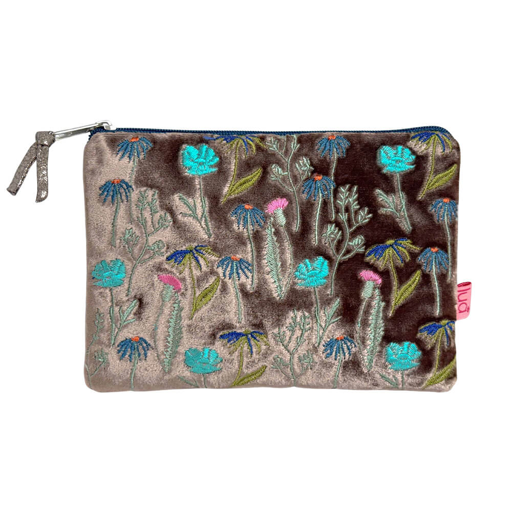 Mink Velvet Purse With Wild Flower Embroidery | The Jewellery Stop