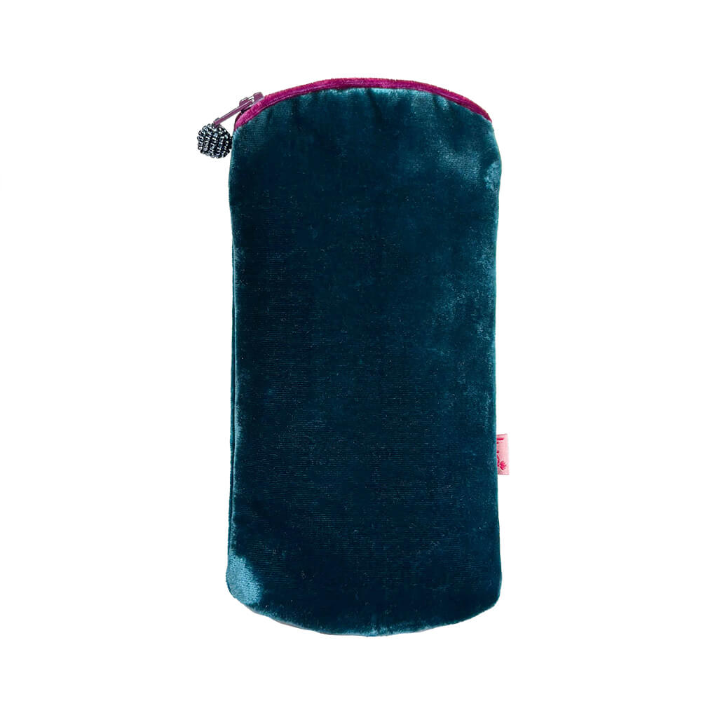 Teal Velvet Glasses Purse | The Jewellery Stop