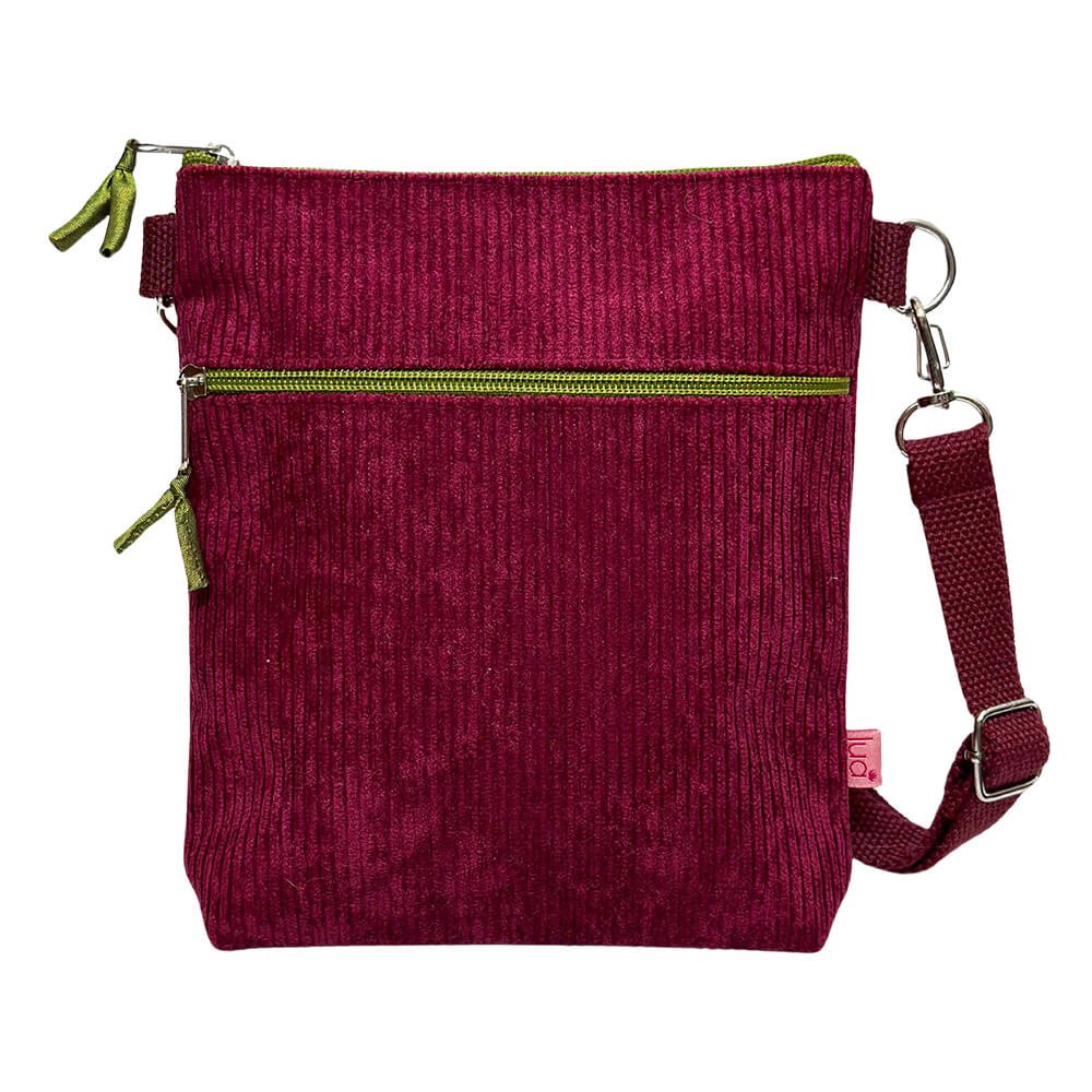 Raspberry Corduroy Cross Body Bag | The Jewellery Stop