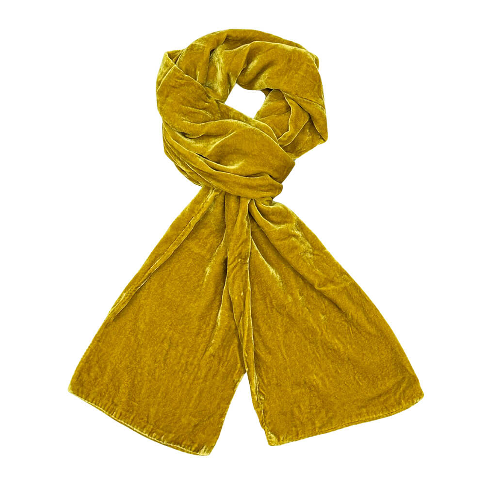 Mustard Plain Velvet Scarf | The Jewellery Stop