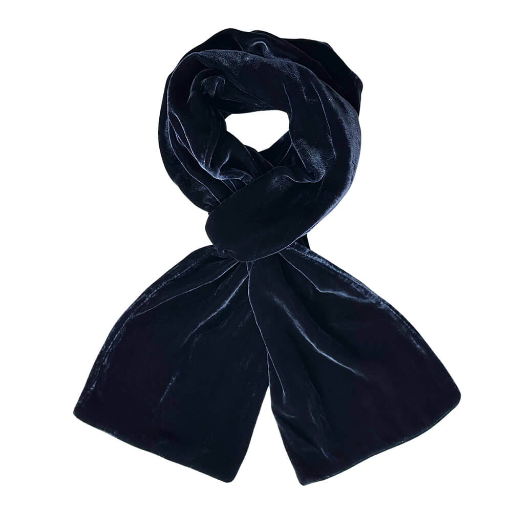 Navy Plain Velvet Scarf | The Jewellery Stop