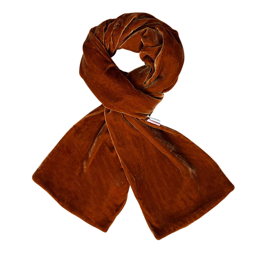 Burnt Orange Plain Velvet Scarf | The Jewellery Stop