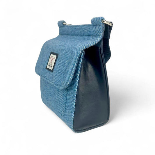 Sky Blue Harris Tweed Medium Satchel Bag