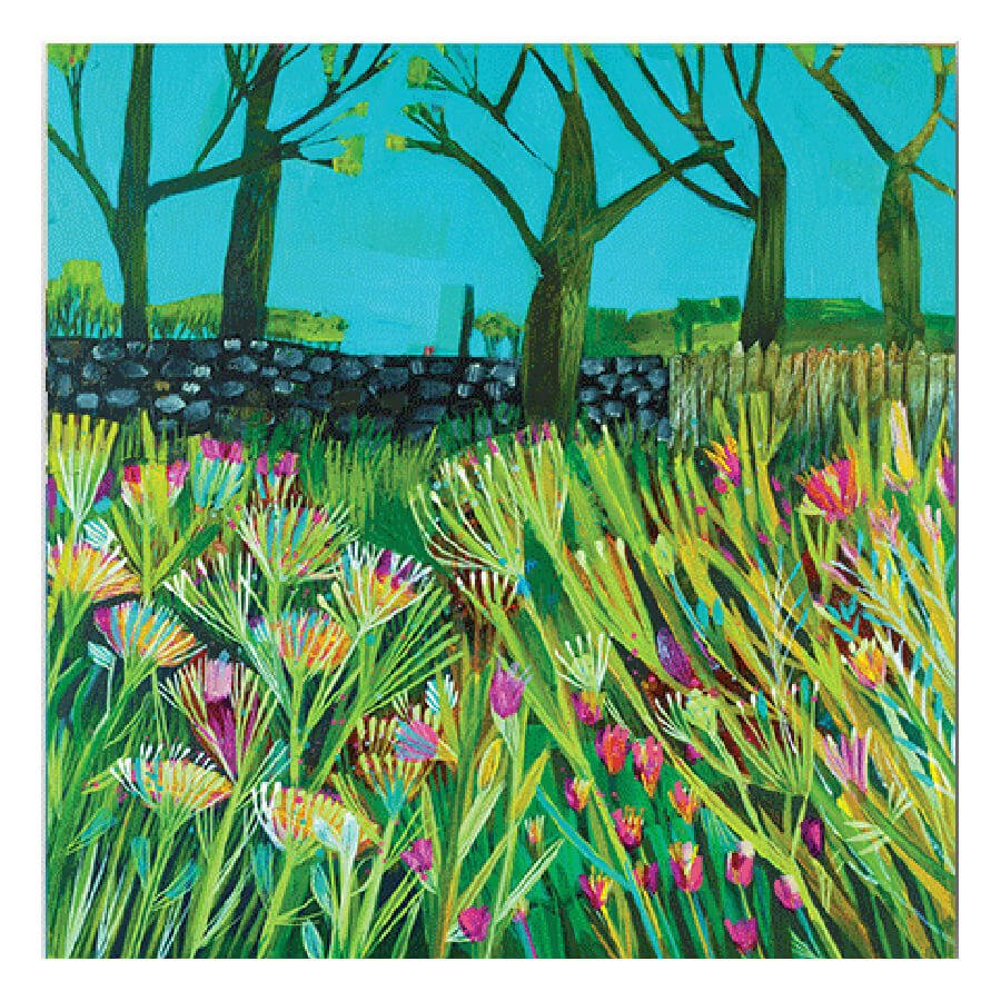 Flint Wall With Flowers Greeting Card | The Jewellery Stop