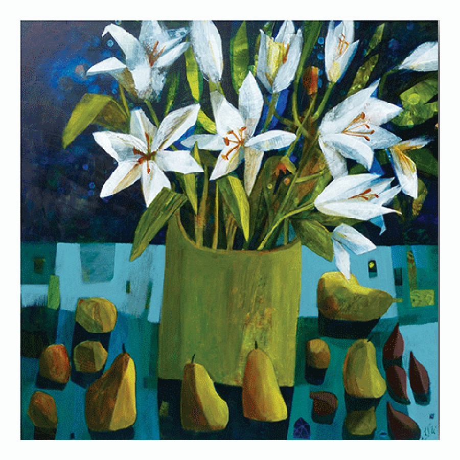 Moonlit Lilies Greeting Card | The Jewellery Stop