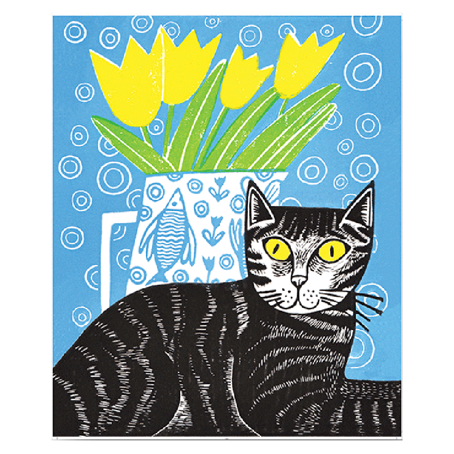 Cat And Flowers Greeting Card | The Jewellery Stop