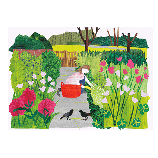 Gardening With Magpies Greeting Card