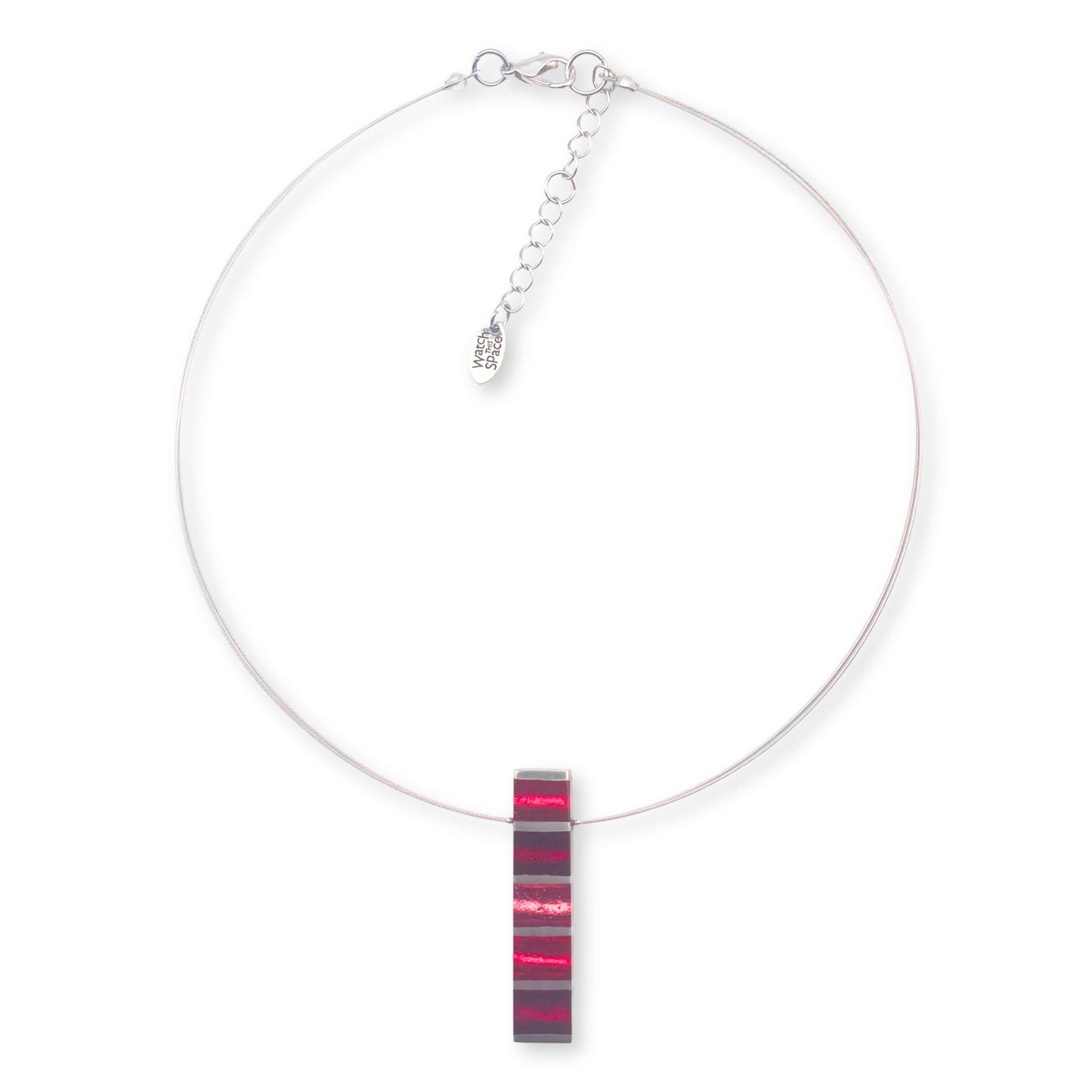 Flamingo Pewter Stripes Shiny Pendant