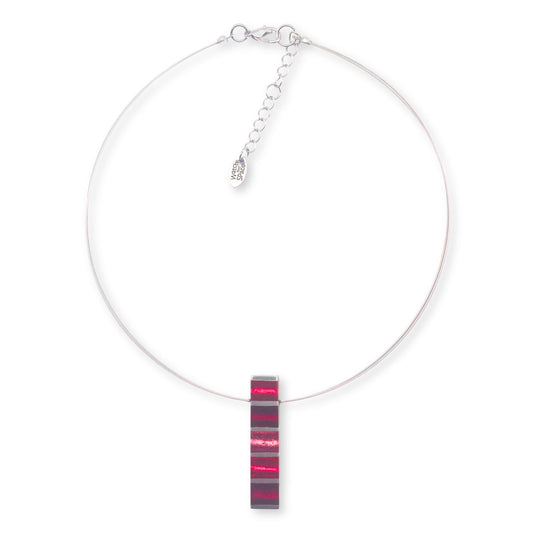 Flamingo Pewter Stripes Shiny Pendant