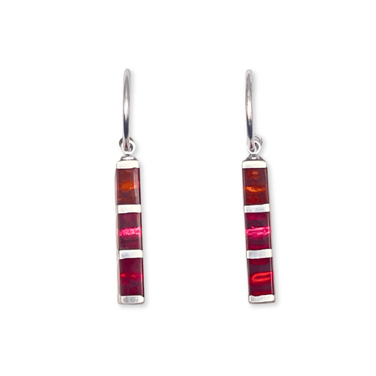 Maple Pewter Stripes Shiny Creole Earrings | The Jewellery Stop
